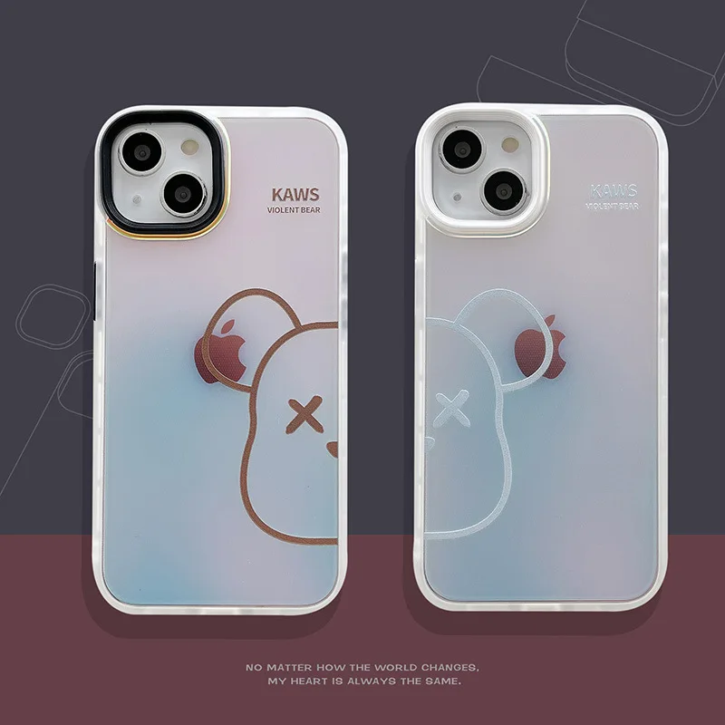 

Simple Line Fashion Bear Phone Case Cover for IPhone 7 8 Plus 11 12 13 Pro X XR XS Max Shockproof Case for IPhone 13 Cases