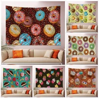 cup cake donuts dessert cartoon tapestry for living room home dorm decor wall hanging home decor