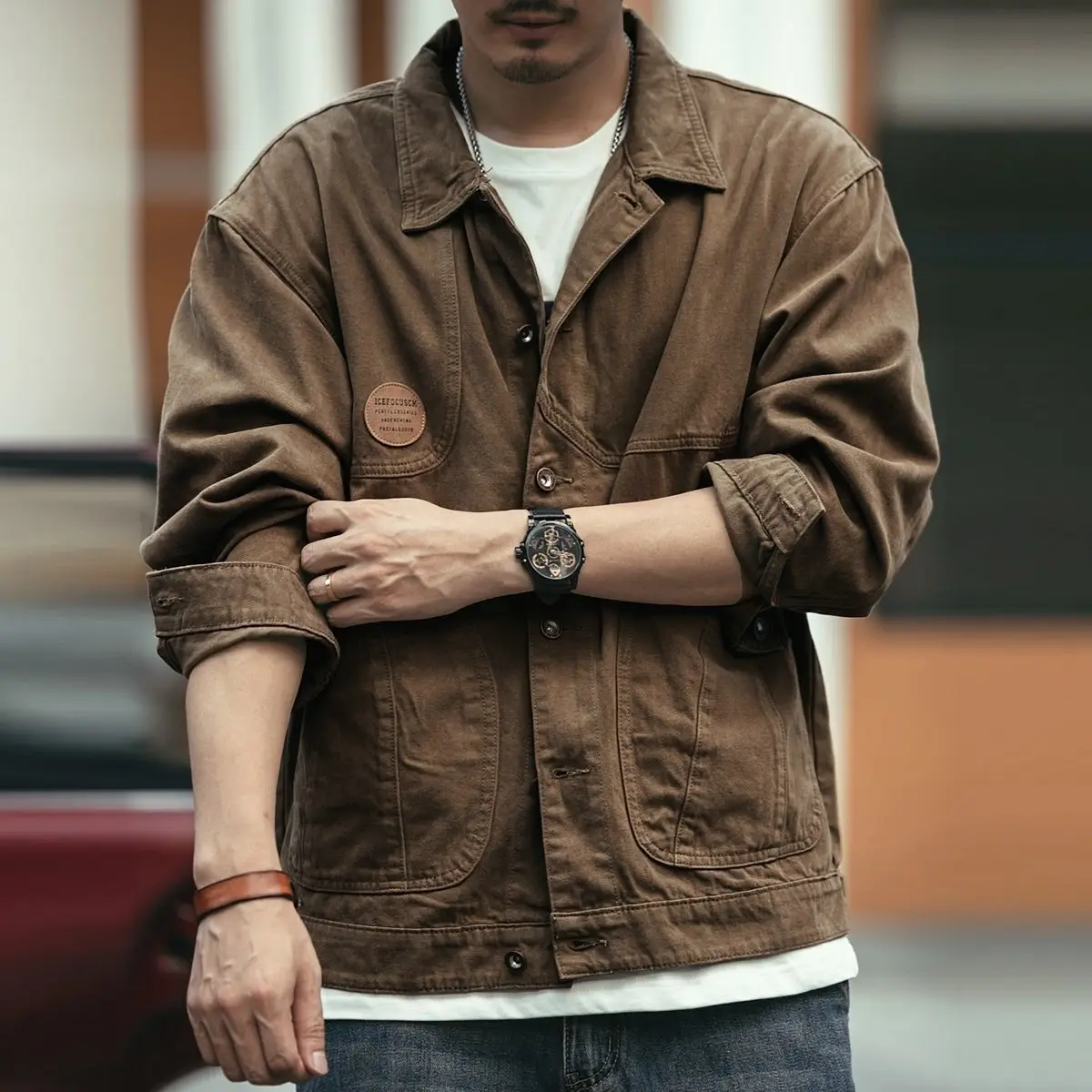 Весенне-осенняя мужская повседневная рабочая одежда с большими карманами куртка