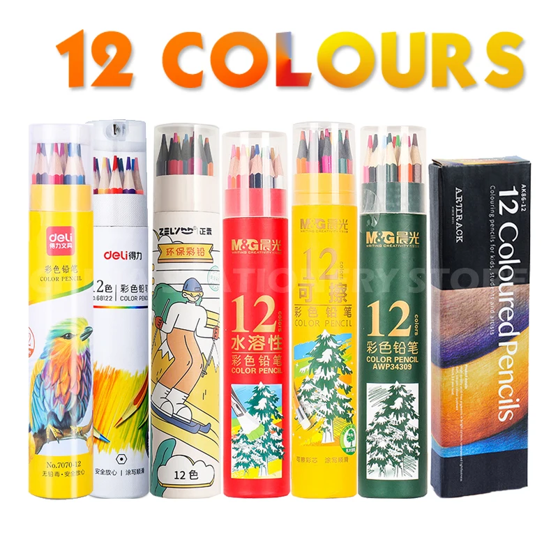 

12 Color Pencil Professional Color Pencil Set Wooden Practical Cartridge For Graffiti Painting Sketch Art Office School Supplies