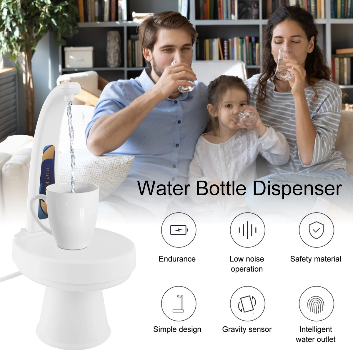 

Desktop Water Dispenser Smart Automatic Water Bottle Pump with Gravity Induction 1800mAh USB Rechargeable Portable Drinking