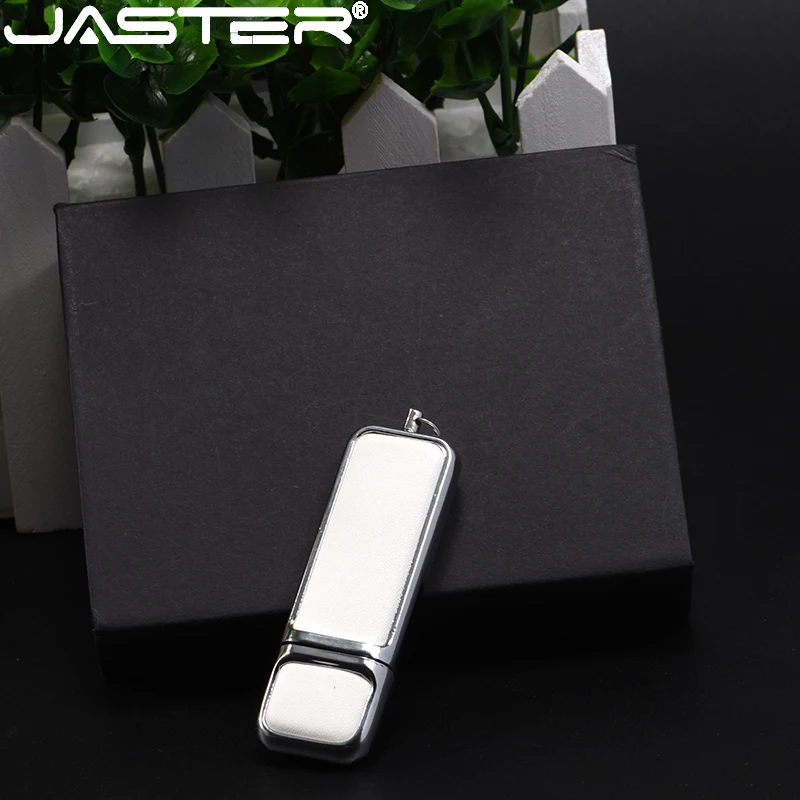 Флэш-накопитель JASTER USB 2 0 4 ГБ 8 16 32 64 128 флэш-карта из кожи белого цвета с логотипом
