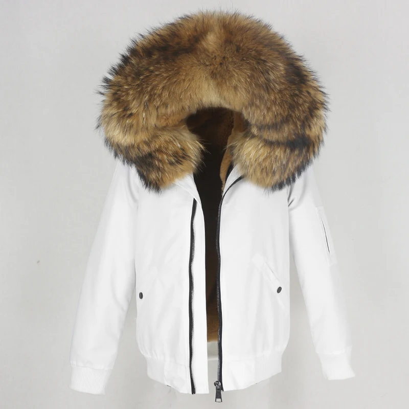 

OFTBUY 2023 Women Waterproof bomber Parka Real Fur Coat Winter Jacket Women Natural Raccoon Fox Fur Collar Hood Thick Outerwear