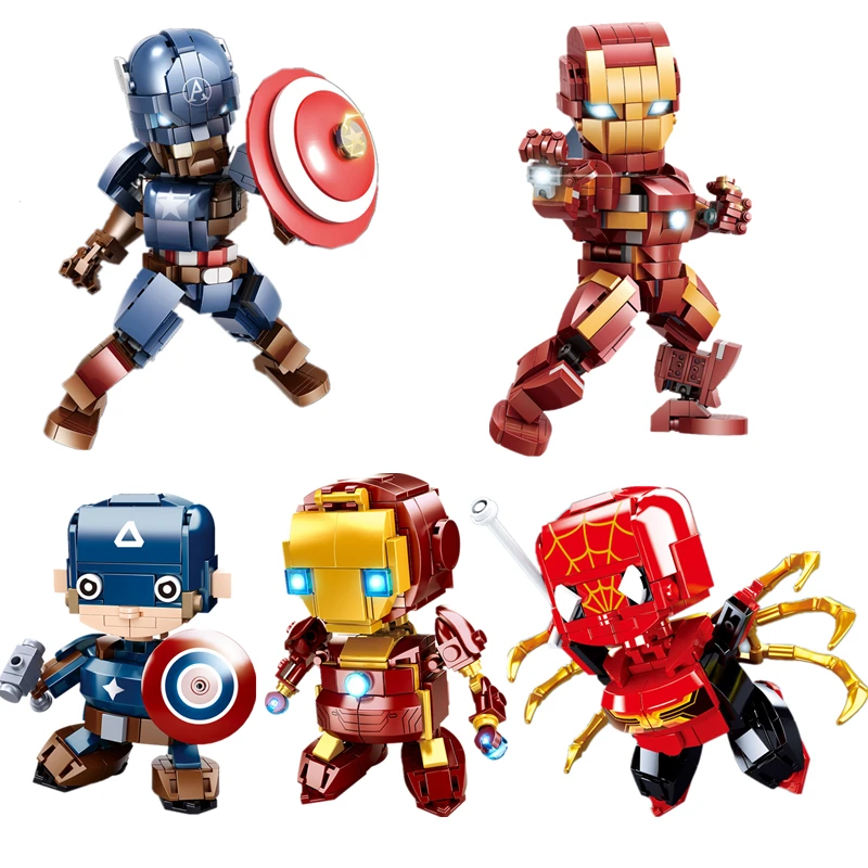 Bloques de construcción de los vengadores de Marvel para niños, juguete de piezas de construcción de Iron Man, Spiderman, ensamblado de partículas pequeñas, regalo para padres e hijos