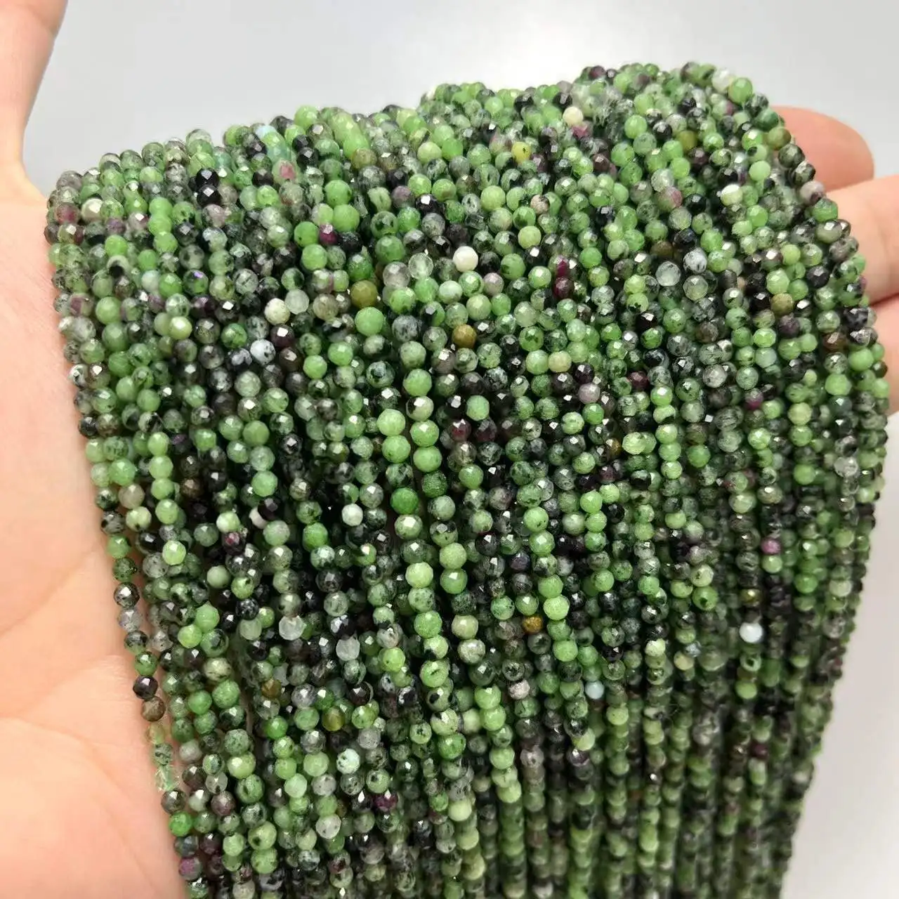

2/3/4MM Epidote Zoisite Faceted Round Natural Stone Loose Spacer Beads For Jewelry Making DIY Bracelet Necklace 15” Wholesale