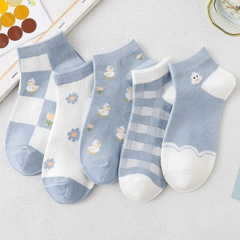 Woman Socks Fashion Embroidery Harajuku Floral Japanese Cute Socks Women Cartoon Vintage Streetwear Cotton Kawaii Socks