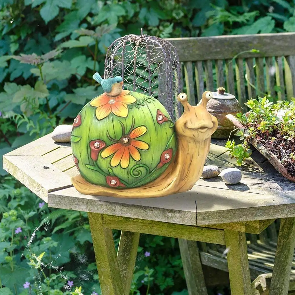 

Садовая статуэтка, статуэтка улитки из смолы, уличная фигурка на солнечной батарее, освещение для патио, газона, двора, украшения, 10x5x дюйма