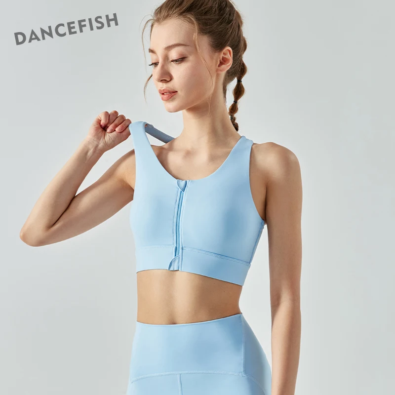 

DANCEFISH Front Zipper Top Easy To Put On And Take Off Outdoor Fitness Training Vest Women Yoga Bras