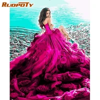 ruopoty frame diy painting by number kit pink skirt beauty figure picture by numbers acrylic paints diy craft for home decoratio