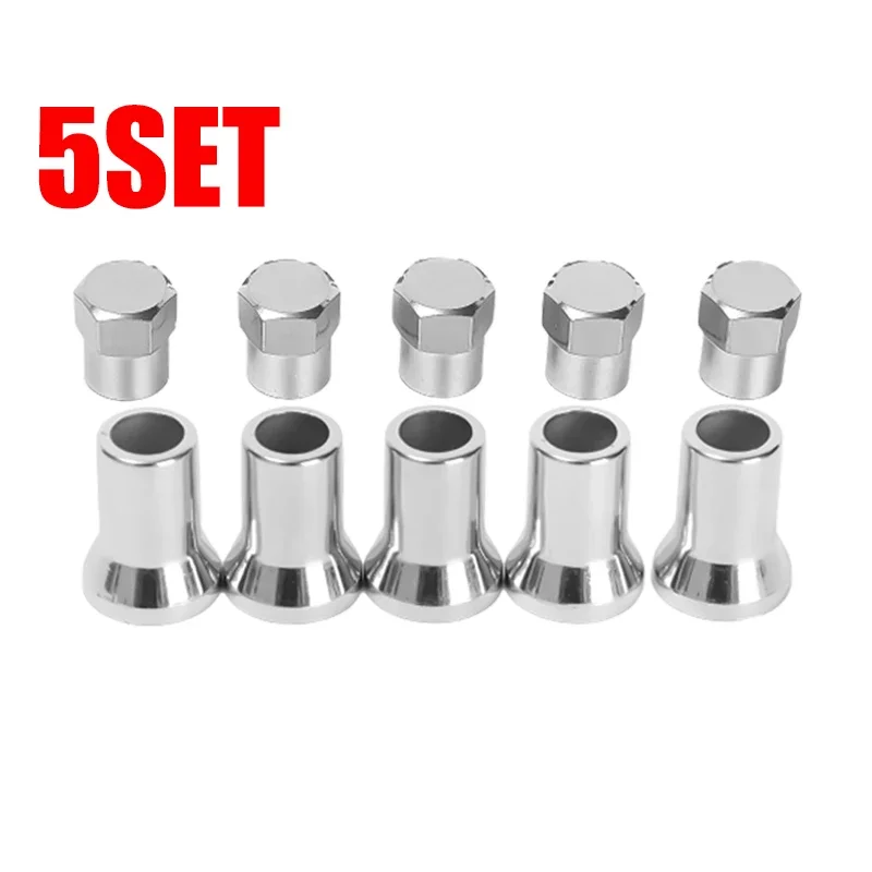 

5/10 компл. хромированные защелкивающиеся автомобильные грузовые шины, клапан для шин, шестиугольная крышка с втулкой, автомобильные шины, универсальные аксессуары
