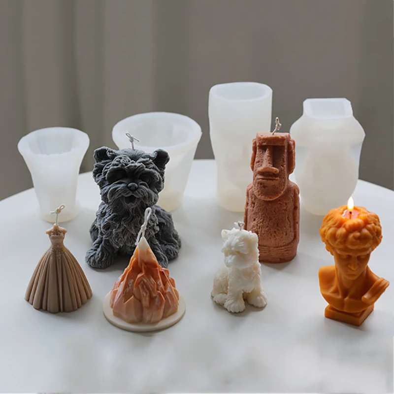 

3D Moai Stone Statue Candle Silicone Mold DIY Handmade Soap Gypsum Clay Resin Crafts Making Mould Home Decoration Ornaments