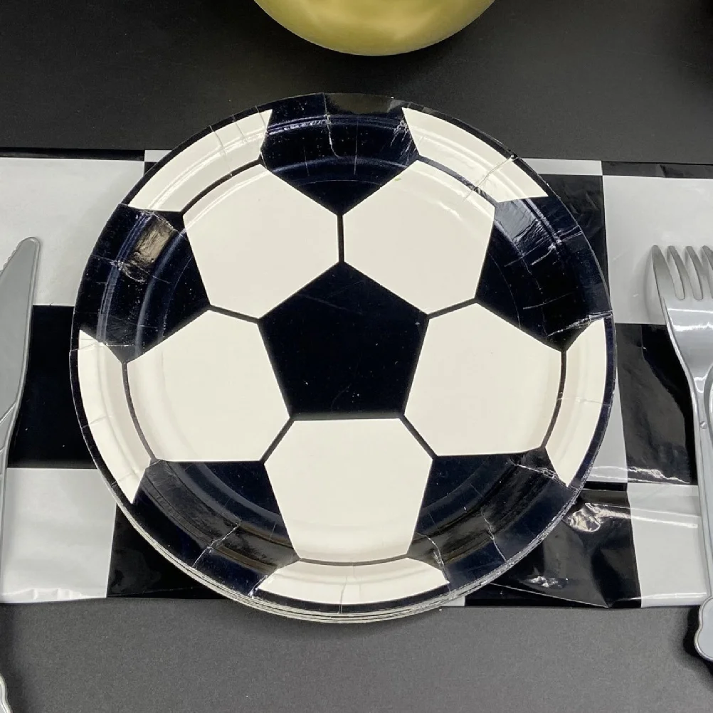 

16 шт. одноразовые бумажные тарелки, тематические футбольные бумажные тарелки, круглые бумажные тарелки