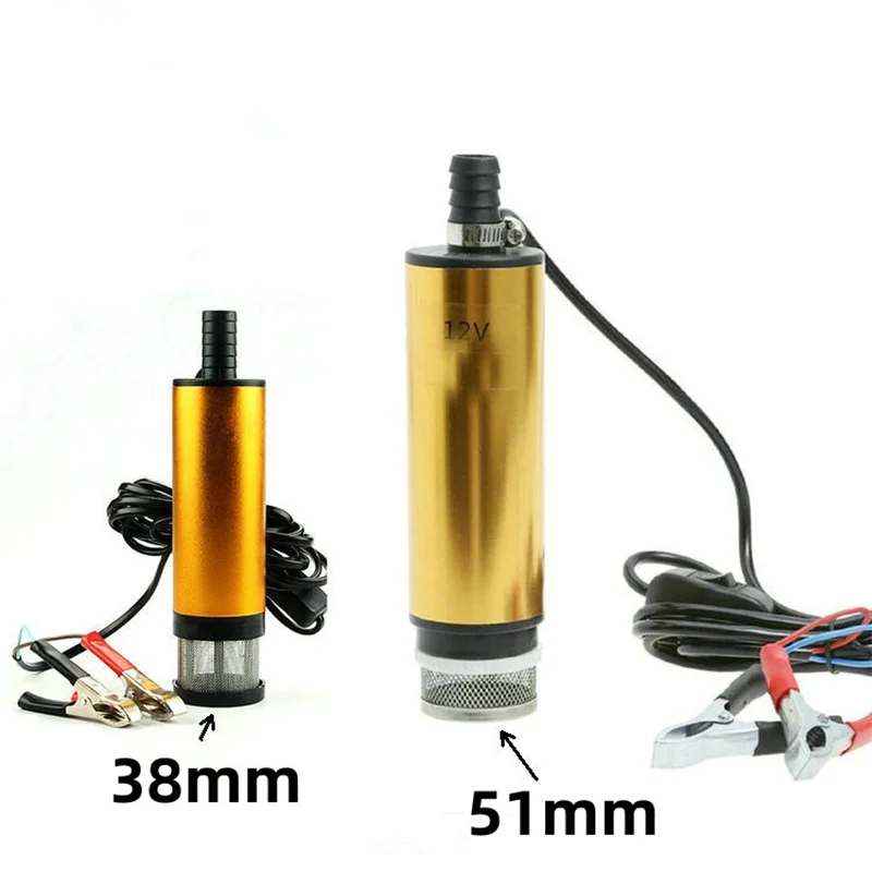 

12V 24V Electric Car Oil Pump 38mm 51mm Fuel Transfer Pump For Pumping Diesel Oil Water 12L/min Submersible Aluminum Alloy Shell