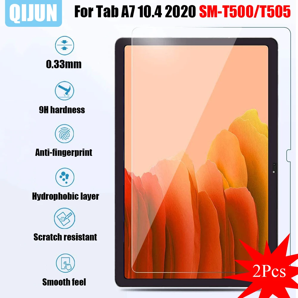 

Tablet Tempered glass film For Samsung Galaxy Tab A7 10.4" 2020 Scratch explosion Proof Anti fingerprint 2 Pcs SM-T500 SM-T505