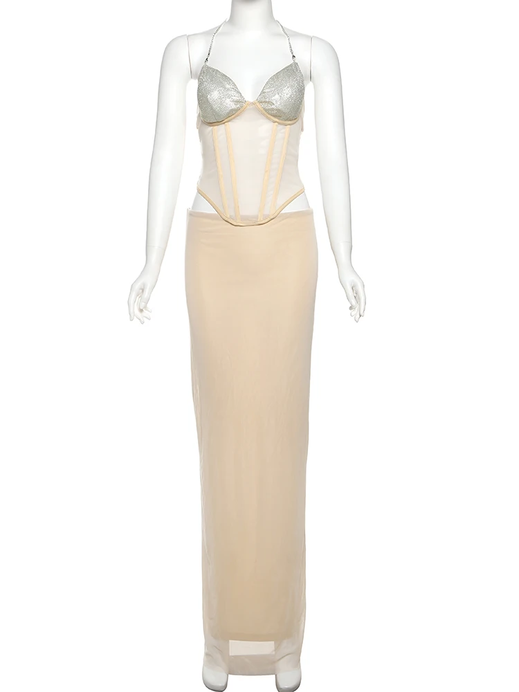 InGrily Лоскутные сексуальные женские отпускные Холтер Прозрачные топы с рыбьей