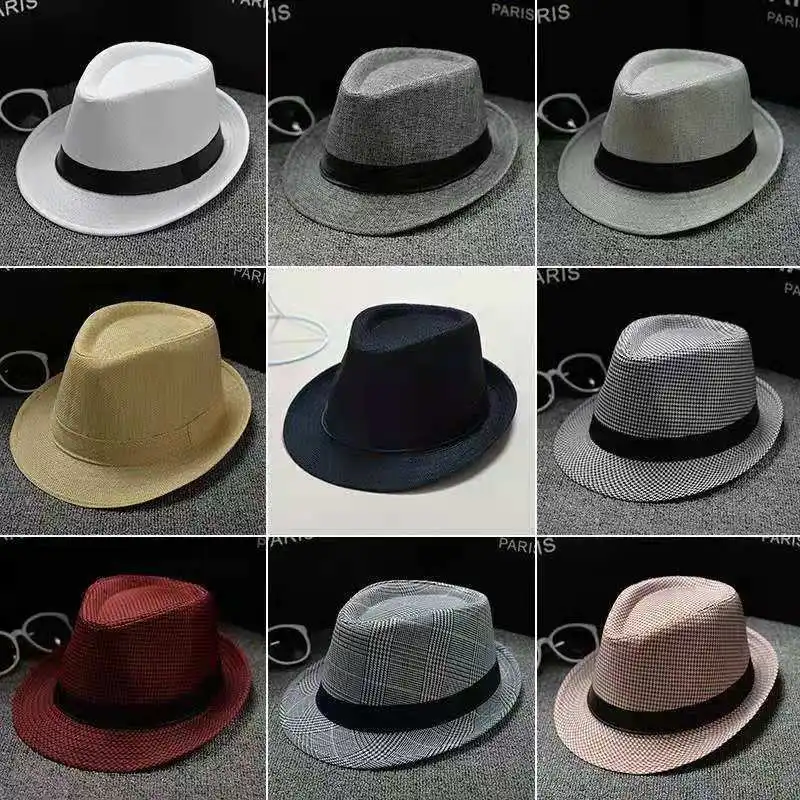 

Linen Light Up Cowboy Hat Luxury Brand Fashion Vintage English Women's Hats for Men Fedora Panama Woman Fedoras Wide Brim Hats