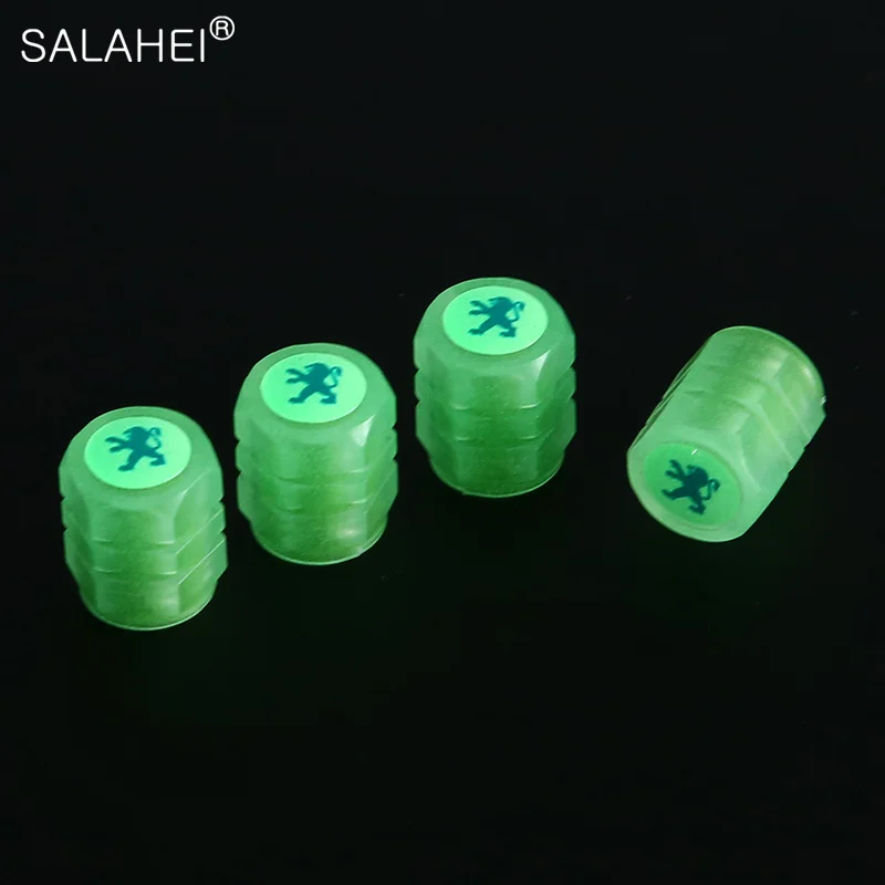 

4Pcs Luminous Car Tire Valve Rim Stem Caps Cover ABS Dust-proof For Peugeot 206 207 208 301 306 307 308 406 408 508 2008 3008