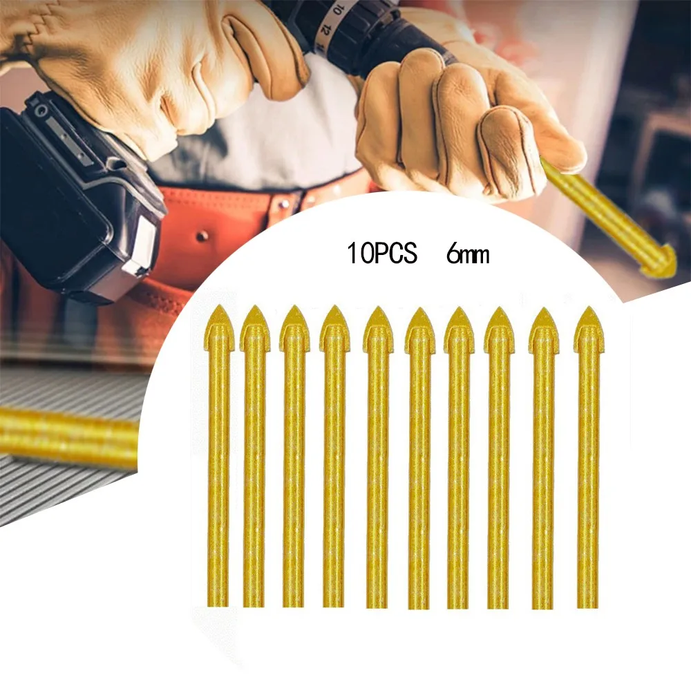 

Tile Drill Tip Glass Tungsten Carbide 10* 10pcs 6mm Bits Ceramic Drilling Bit Head High Strength High Quality Hot