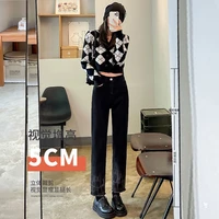 black straight jeans woman high waist denim gothic pants trousers streetwear casual cute cyber y2k jeans vintage clothes letter