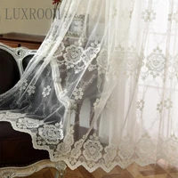 white simple european style turkish craft rope embroidery transparent mesh curtains bedroom living room balcony embroidery windo