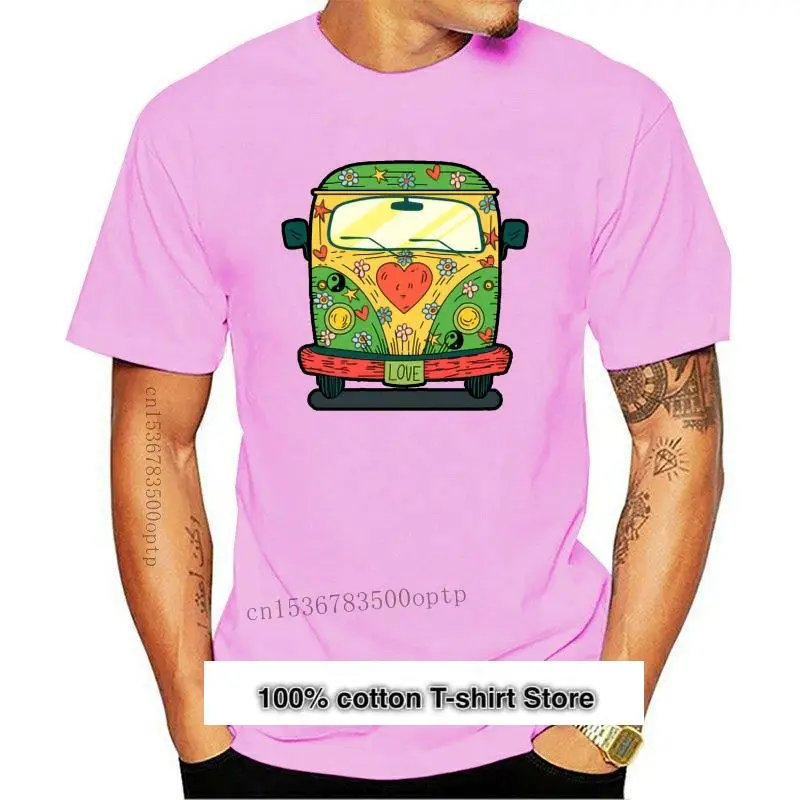 

Camiseta Hippie para hombre y mujer, ropa de amor, autobús, nueva