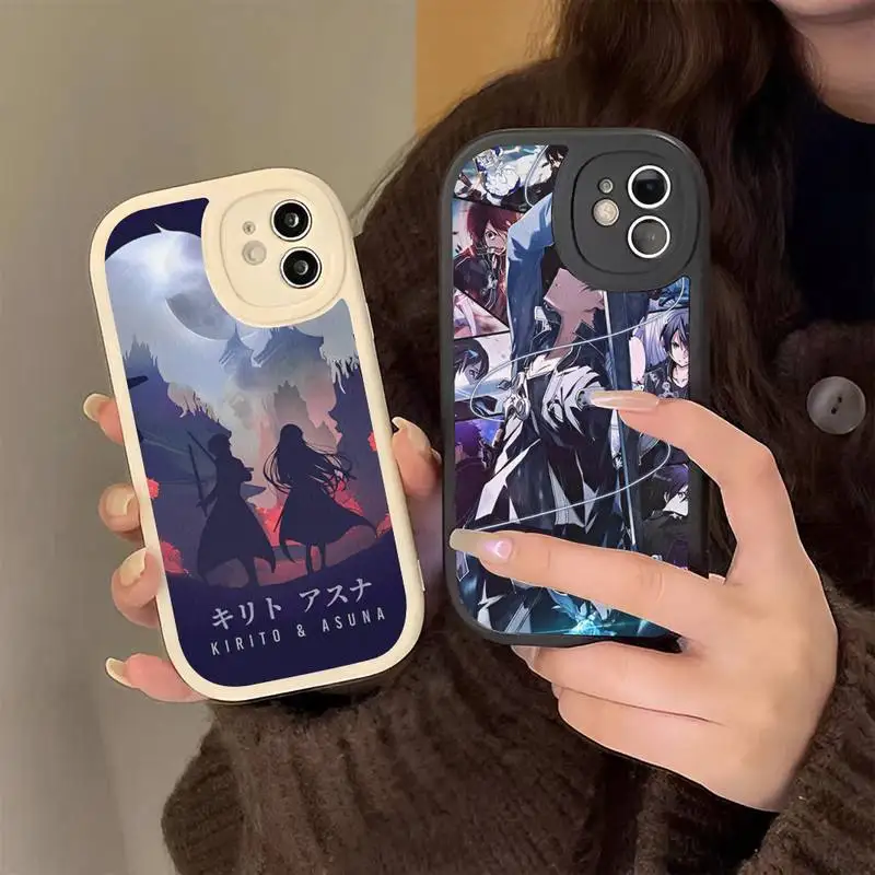 

Чехол для телефона с аниме Kirito And Asuna, жесткий кожаный чехол для iPhone 13 12 Mini 11 14 Pro Max Xs X Xr 7 8 Plus 6 6s Se 2022, силиконовый чехол
