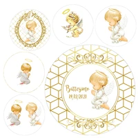my baptism round backdrop holy first communion boy girl angel baby shower mi bautizo party decoration circle background covers
