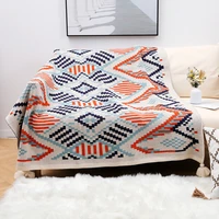 bohemian geometric knitted blankets sofa cover throw with tassels bedspread nap air condition blankets nordic home decorative
