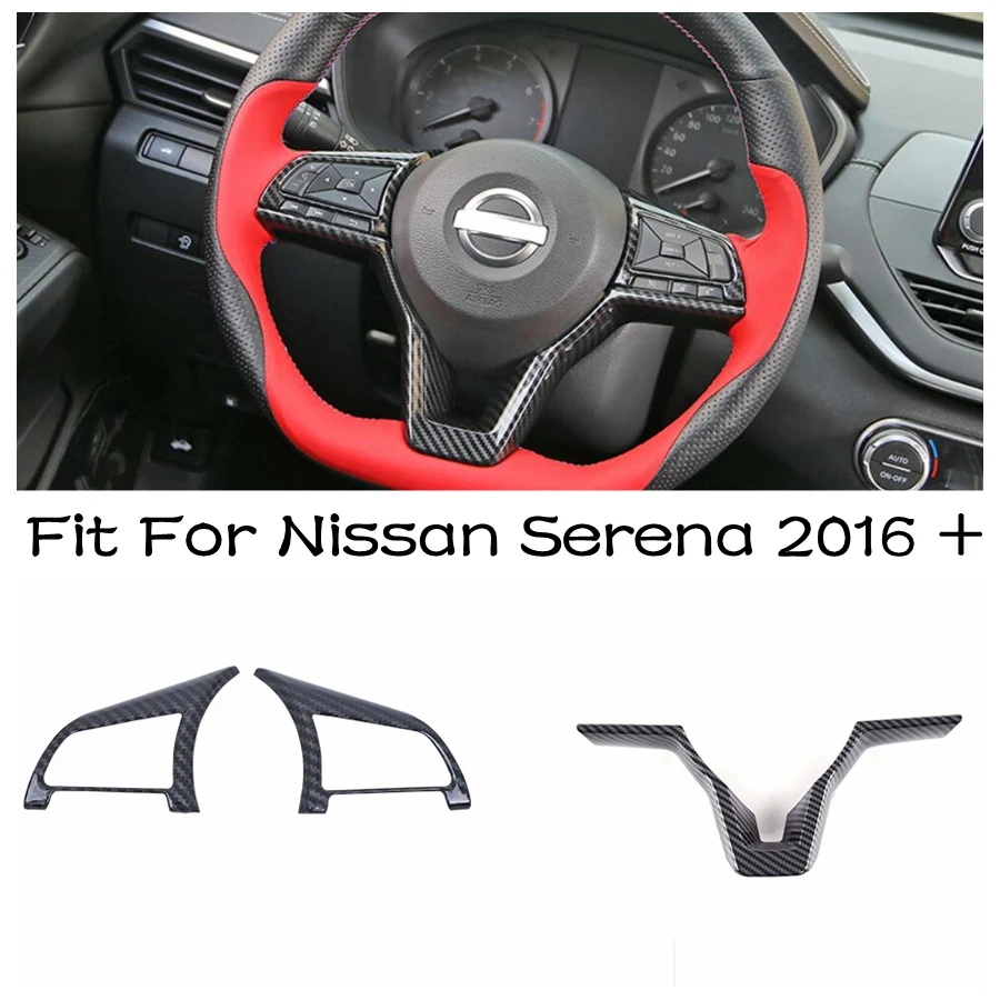 

Steering Wheel Gear Shift Decoration Cover Trim Carbon Fiber / Red Interior Accessories ABS Fit For Nissan Serena 2016 - 2020