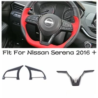 steering wheel gear shift decoration cover trim carbon fiber red interior accessories abs fit for nissan serena 2016 2020