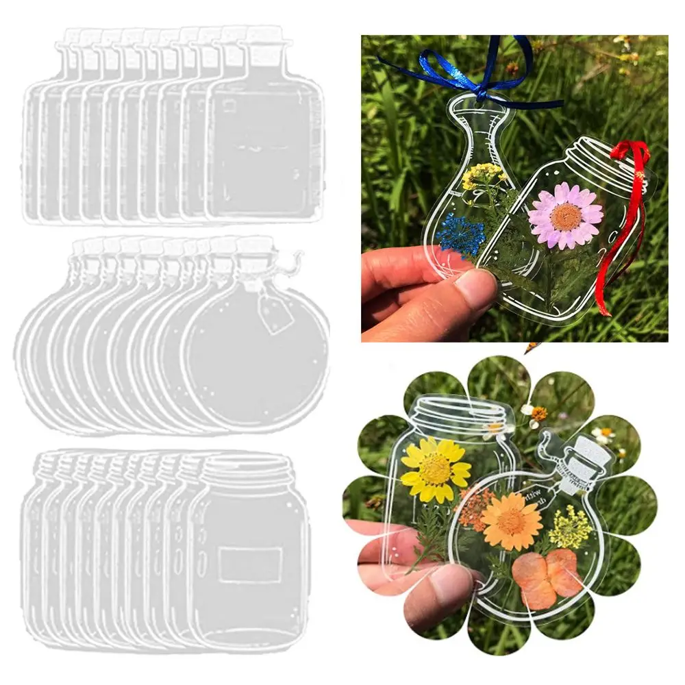 

30Pcs Handmade DIY Transparent Dried Flower Bookmarks Herbarium Bookmarks Reading Mark Glassware Shape Bookmarks Stickers