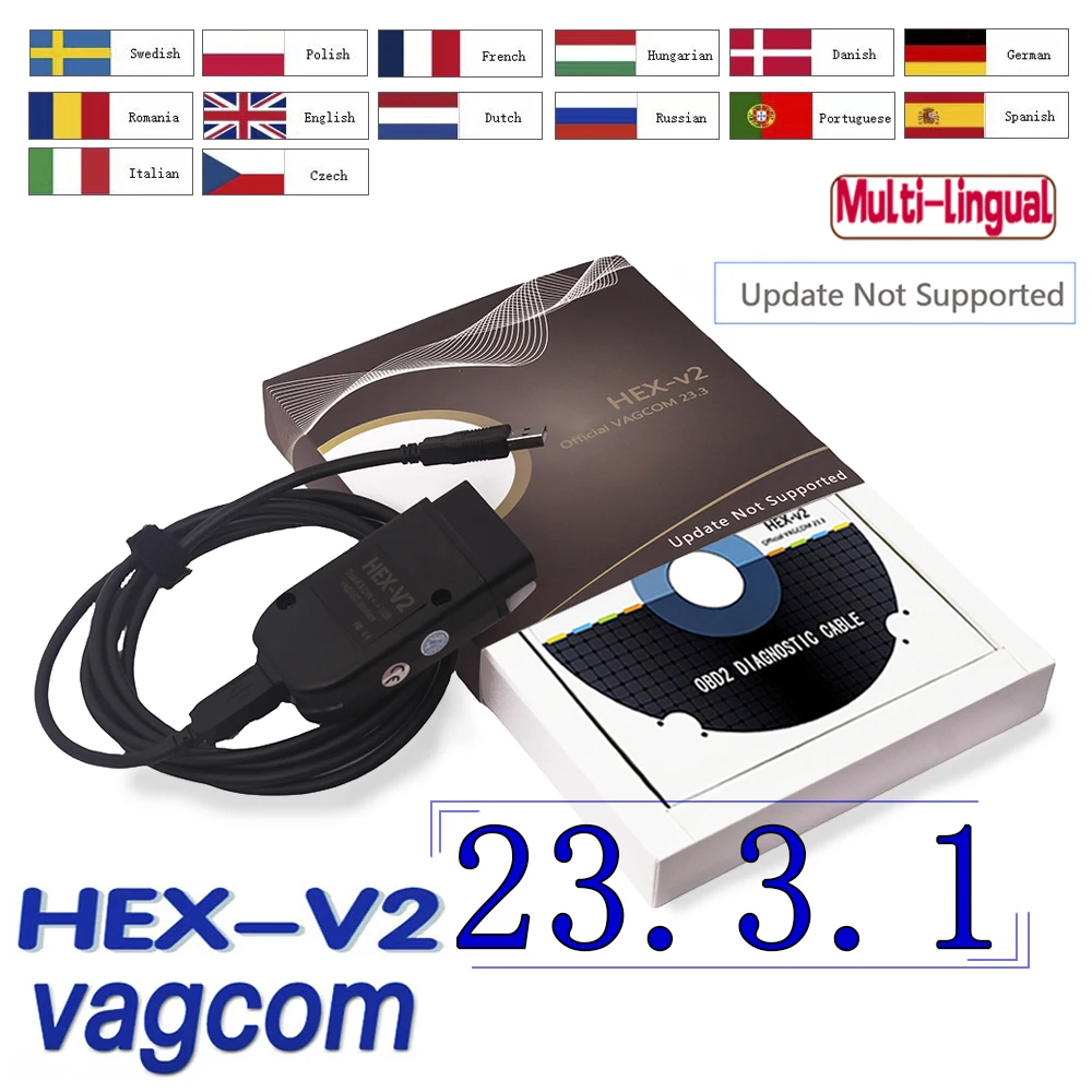 23.3.1 для VAGCOM hex v2 немецкая полная версия 2023 Atmega162 + 16V8 для VW для AUDI для Skoda для Seat Vag 22,10