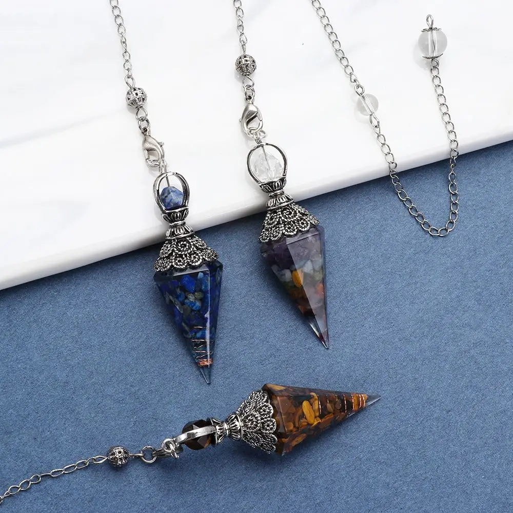 

Healing Dowsing Pendulum Pendulum Hexagonal Chakra Crystal Gemstone Pendant Neckalce Divination