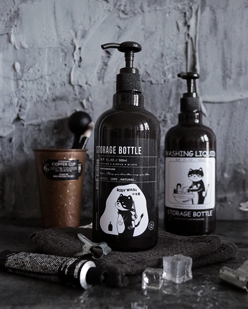 

Bathroom Shampoo Bottle Soap Dispenser Body Wash Hair Conditioner Refillable Bottle Pum Liquid Storage Plastic Storage Jar 500ml