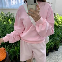 harajuku korean kawaii tops pink sweet hoodies sweatshirts women o neck long sleeve loose casual pullovers autumn winter 2021