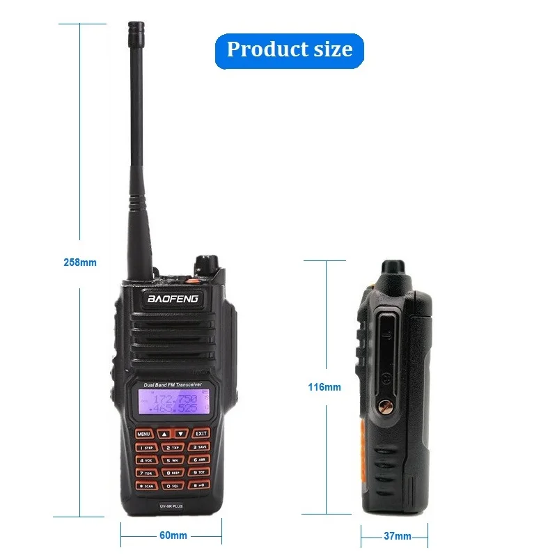 2PCS Walkie Talkie 10W BAOFENG UV-9R PLUS Waterproof Ham Radio Scanner hf Transceiver VHF UHF CB Radio Station for Hunting uv9r