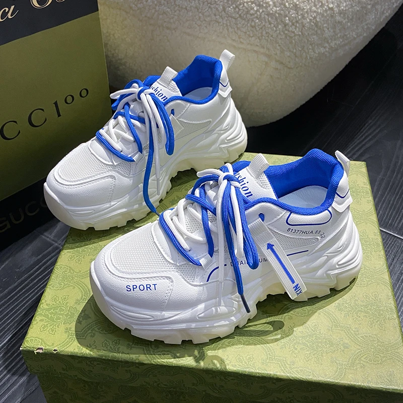 

Женские кроссовки на толстой вулканизированной подошве, повседневные дышащие кроссовки на плоской платформе, увеличивающие рост, осень 2022