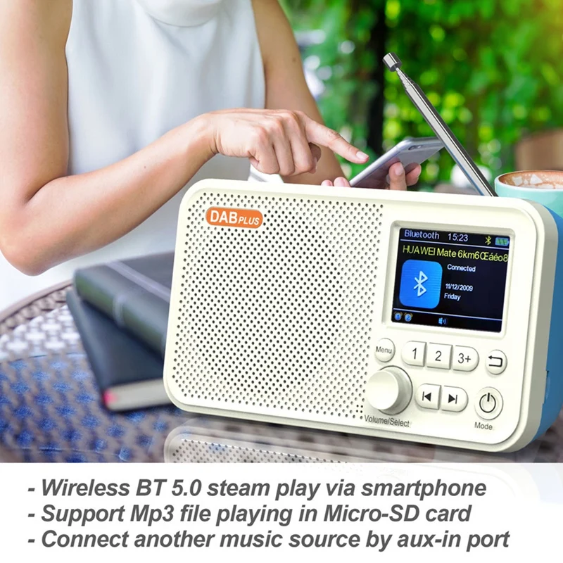 C10 DAB Bluetooth цифровые часы радио 2,4 дюймов цветной ЖК-дисплей BT5.0 DAB + FM радио поддержка будильника 80 предустановок