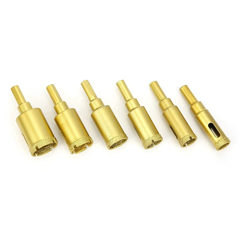 Акция! 6 шт. (14-25 мм) золотые алмазные сверла для отверстий Буровая головка стекла