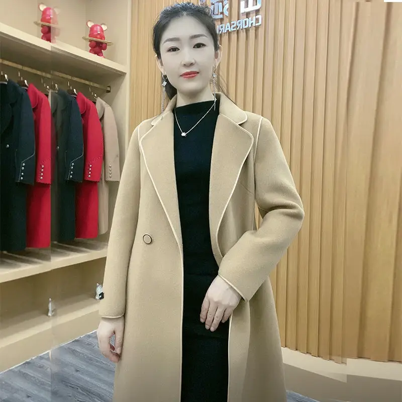 

2023 New Autumn and Winter Fashion Loose Single Button Slim Fit Woolen Cardigans Women's Coat Solid Color Elegant Coat T564