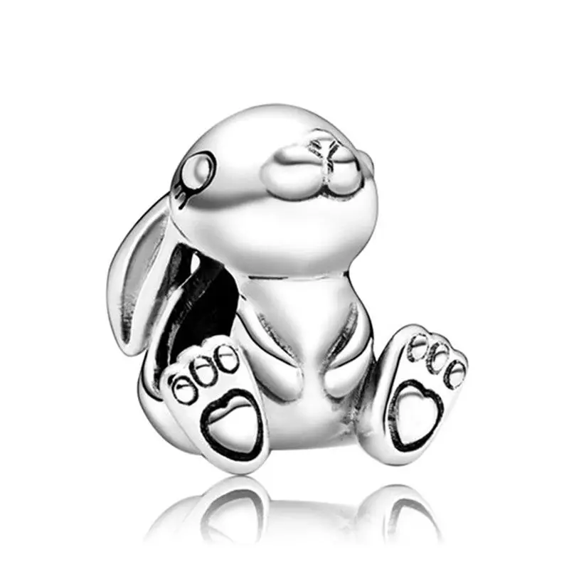 

1Pcs New Cute Alloy Rabbit Pendant DIY Beads Suitable for Original Pandora Charm Bracelet Ladies Jewelry Making