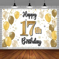 Photography Backdrop Banner Cheers To Seventeen Happy Years Old 17th Birthday Party Home Wall Background Decoration Poster