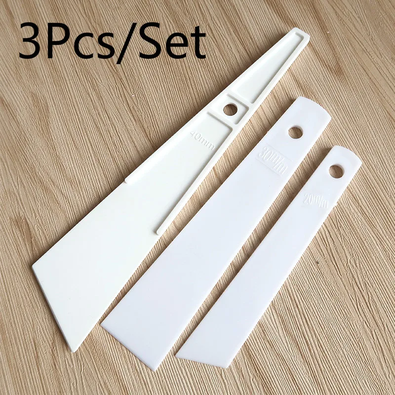 

3Pcs/Set 20mm 30mm 40mm White Plastic Gumming Board Smear Glue Scraper Handmade Carving Stitching Sewing Leather Craft Tools
