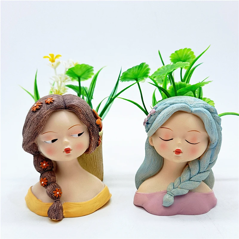 

Cute Girl Flower Pot Silicone Mold DIY Inverted Resin Gypsum Concrete Crystal Dropper Special Mold Manufacturing Crafts