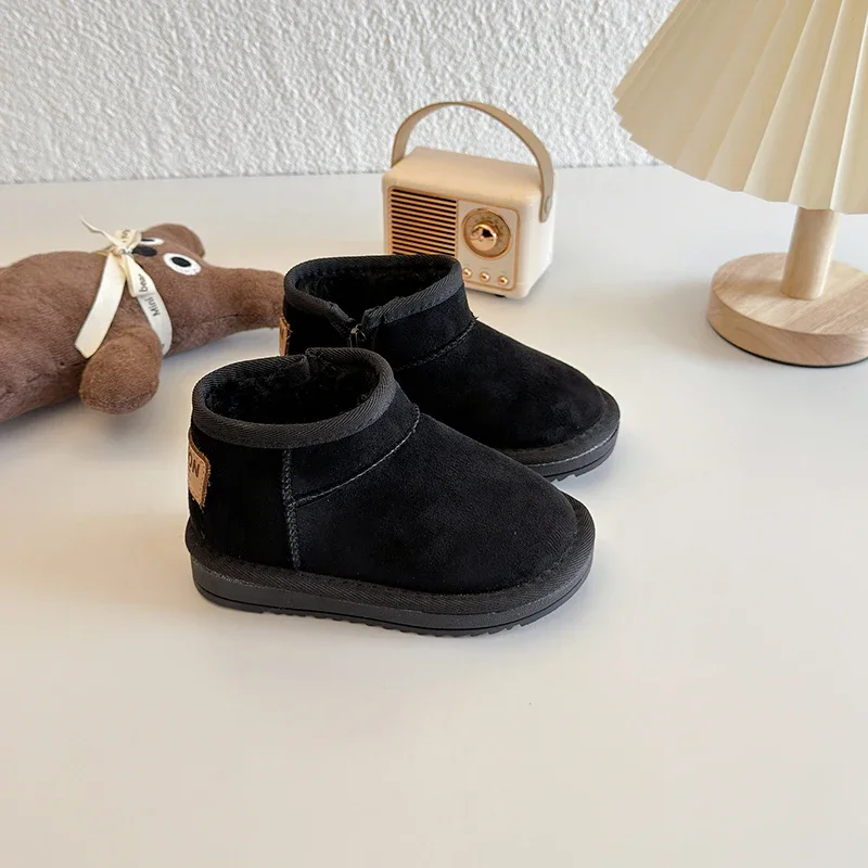 Зимние детские матовые замшевые зимние сапоги Нескользящая зимняя обувь для