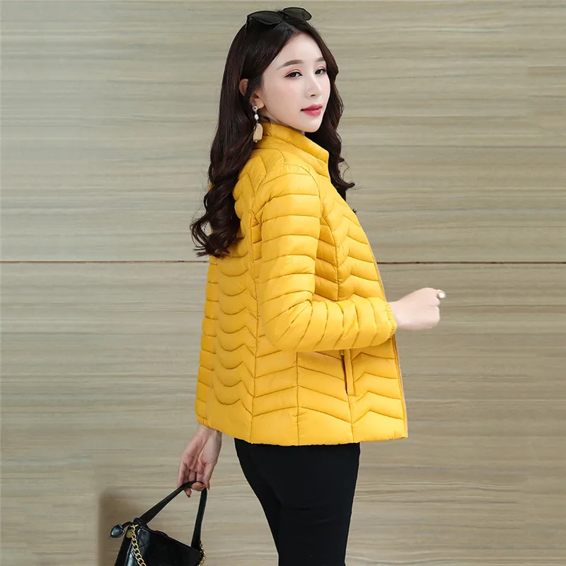 Winter Coat Women Pink Yellow L-4XL Plus Size Stand Collar 2020 Autumn New Korean Short Slim Down Cotton Jackets Feminina