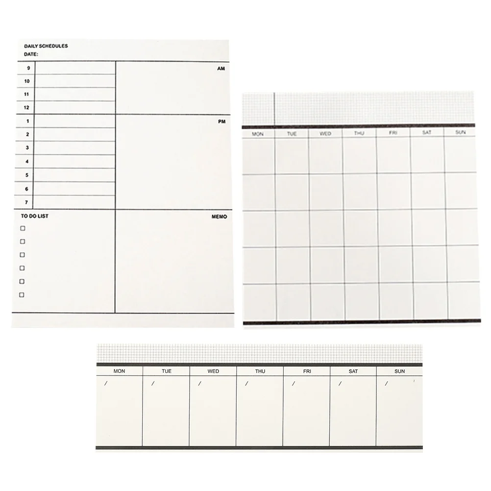 

3pcs Office Tearable Note Pad Convenient Notepad Household Planner Notepad Plan Supply