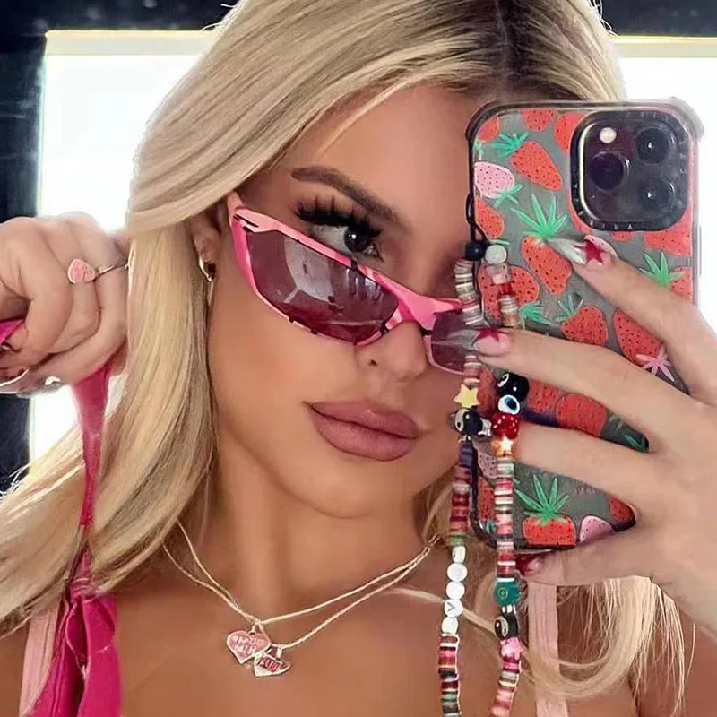 

Cool Advanced New Fashion Personality Millennium Y2K Flat Spice Sunglasses Ins Glitter Sunglasses for Men and Women