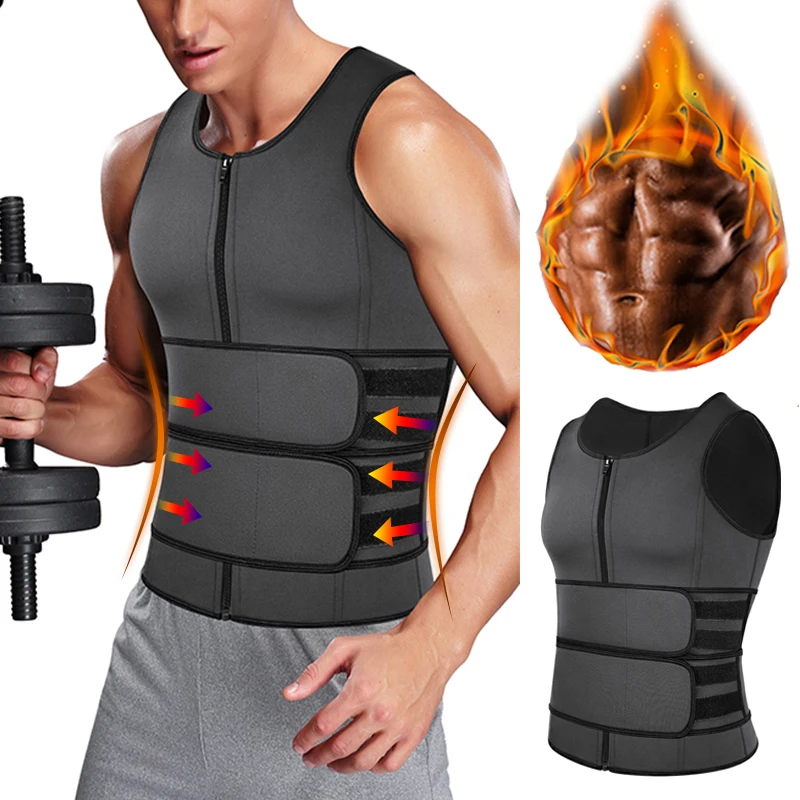 Mens Body Shaper Waist Trainer Sauna Suit Sweat Vest Slimming Underwear Weight Loss Shirt Fat Burner Workout Tank Tops Shapewear