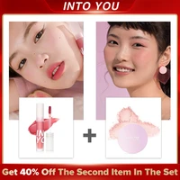 into you glossy lipstick and blush palette lip face cosmetic set 6 colors face blusher powder rouge